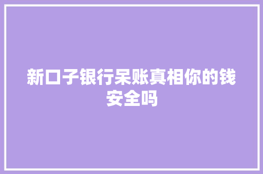 新口子银行呆账真相你的钱安全吗