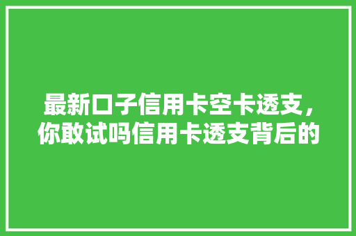 最新口子信用卡空卡透支，你敢试吗信用卡透支背后的风险与机遇