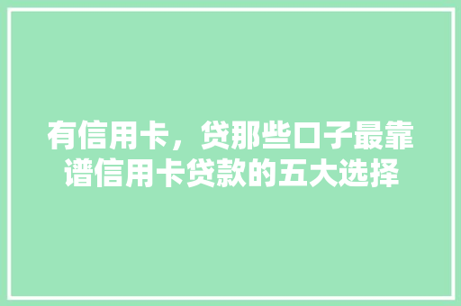 有信用卡，贷那些口子最靠谱信用卡贷款的五大选择