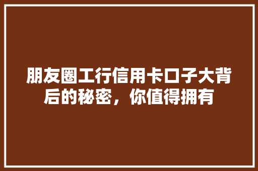 朋友圈工行信用卡口子大背后的秘密，你值得拥有