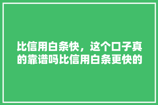 比信用白条快，这个口子真的靠谱吗比信用白条更快的借贷方式大